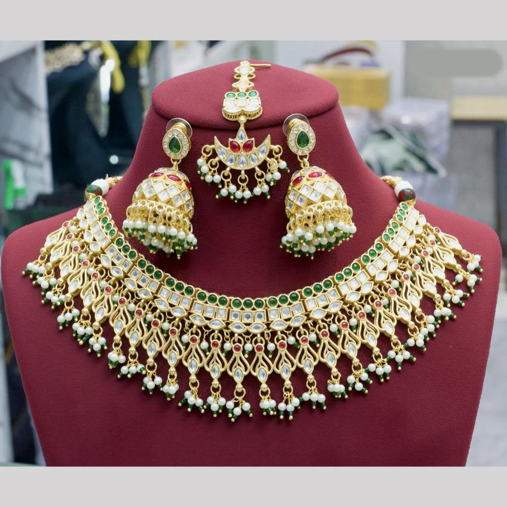 JCM Gold Plated Pota Stone And Beads Choker Necklace Set