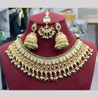 JCM Gold Plated Pota Stone And Beads Choker Necklace Set