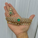 JCM Gold Plated Polki Kundan Stone Choker Necklace Set