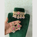 JCM Gold Plated Polki Kundan And Beads Choker Necklace Set