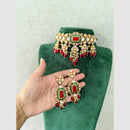JCM Gold Plated Polki Kundan And Beads Choker Necklace Set
