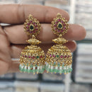 JCM Gold Plated Pota Stone And Beads Jhumki Earrings