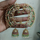 JCM Gold Plated Pota Stone And Beads Jhumki Earrings