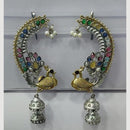 JCM 2 Tone Plated Pota Stone And Pearls Jhumki Earrings