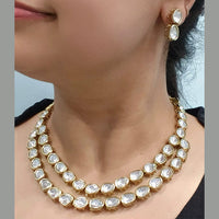 JCM Gold Plated Polki Kundan Stone Necklace Set