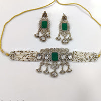 JCM Gold Plated Kundan Choker Necklace Set