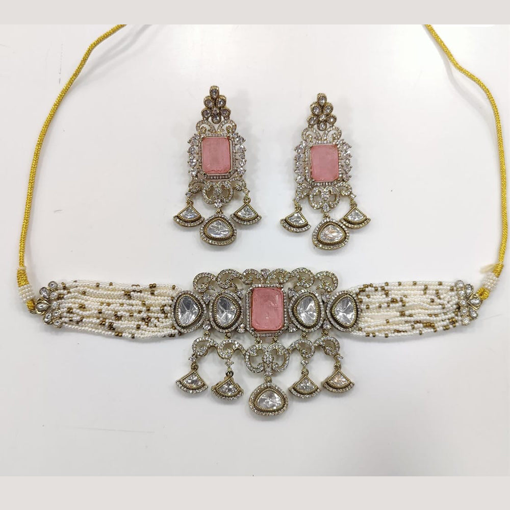 JCM Gold Plated Kundan Choker Necklace Set