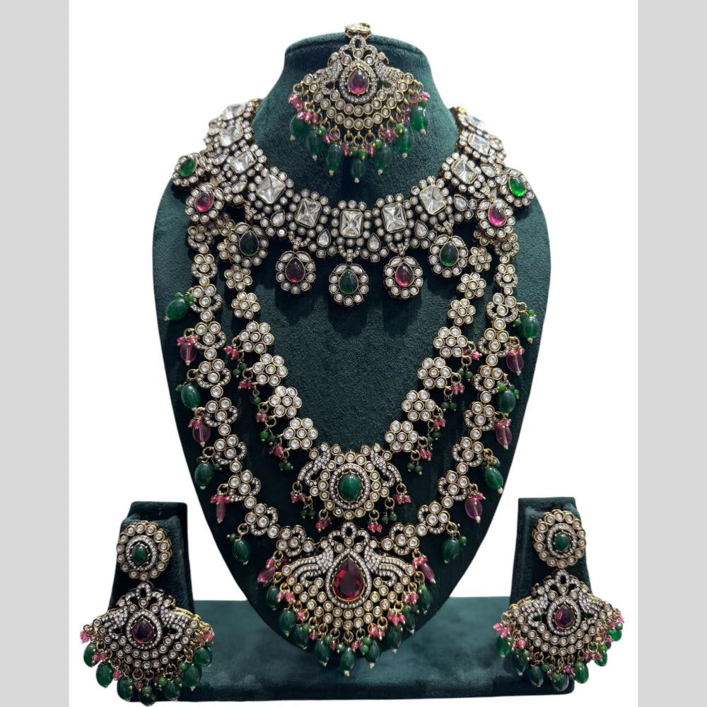 JCM Gold Plated Kundan And Beads Necklace Combo