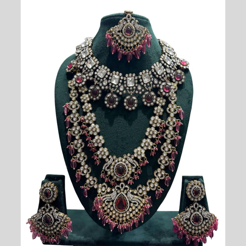JCM Gold Plated Kundan And Beads Necklace Combo