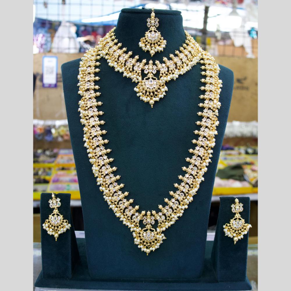 JCM Gold Plated Pota And Pearl Necklace Combo