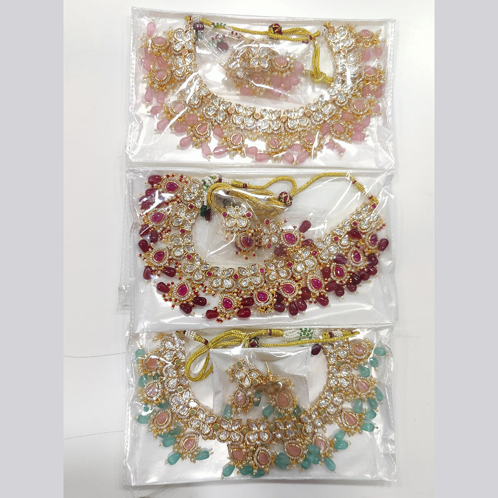 JCM Gold Plated Pota Stone Necklace Set