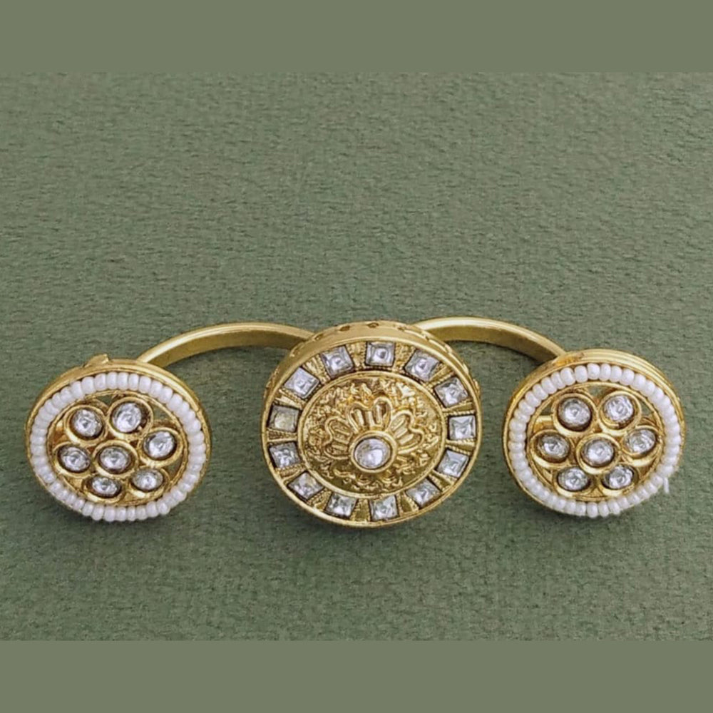 JCM Gold Plated Pota Stone Double Ring