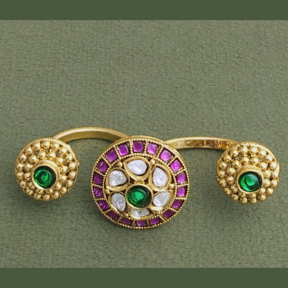 JCM Gold Plated Pota Stone Double Ring