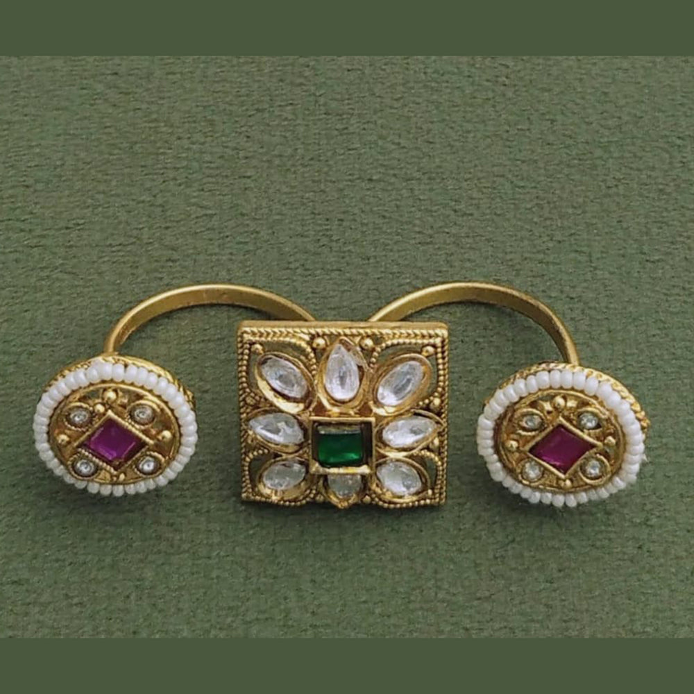 JCM Gold Plated Pota Stone Double Ring