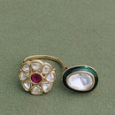 JCM Gold Plated Polki Kundan Ring