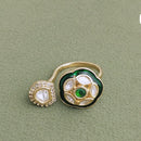 JCM Gold Plated Polki Kundan Ring