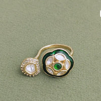 JCM Gold Plated Polki Kundan Ring