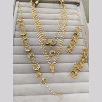 JCM Gold Plated Kundan Stone Beads And Pearls Necklace Combo Set
