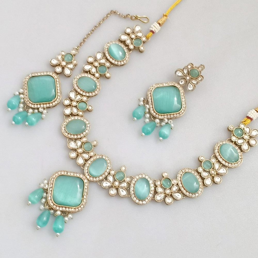 JCM Gold Plated Pota Stone Necklace Set