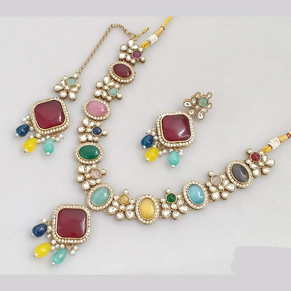 JCM Gold Plated Pota Stone Necklace Set