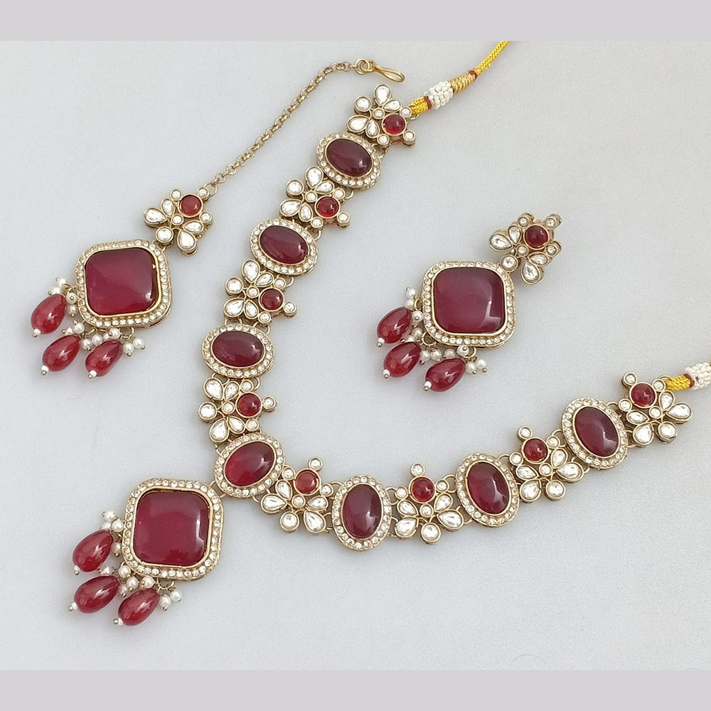 JCM Gold Plated Pota Stone Necklace Set