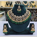 JCM Gold Plated Polki Kundan Pearl And Beads Necklace Set 