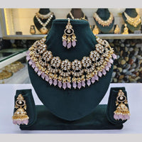 JCM Gold Plated Polki Kundan Pearl And Beads Necklace Set