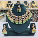 JCM Gold Plated Polki Kundan Pearl And Beads Necklace Set
