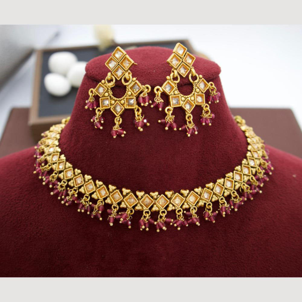 JCM Classic Crystal Stone And Pearls Royal Look Necklace Set