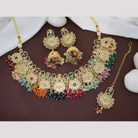 JCM Classic Crystal Stone And Pearls Royal Look Necklace Set