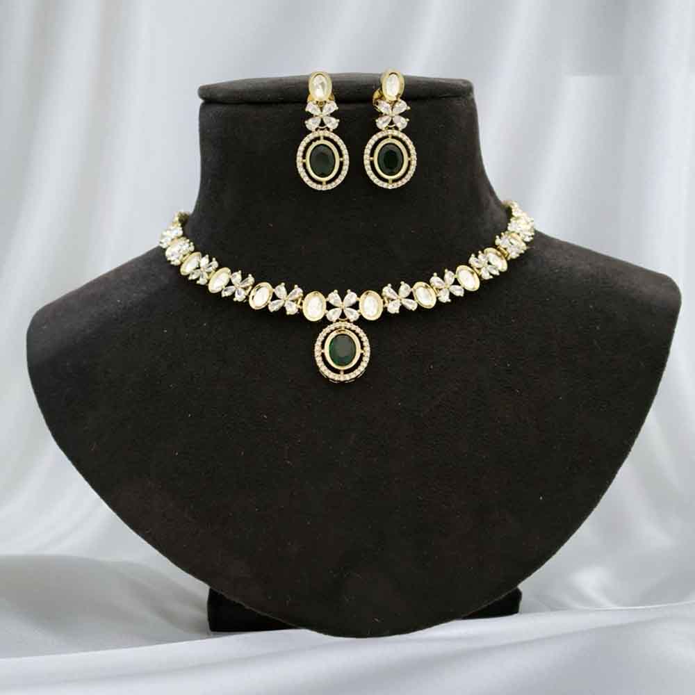 JCM Polki Kundan And American Diamond Necklace Set