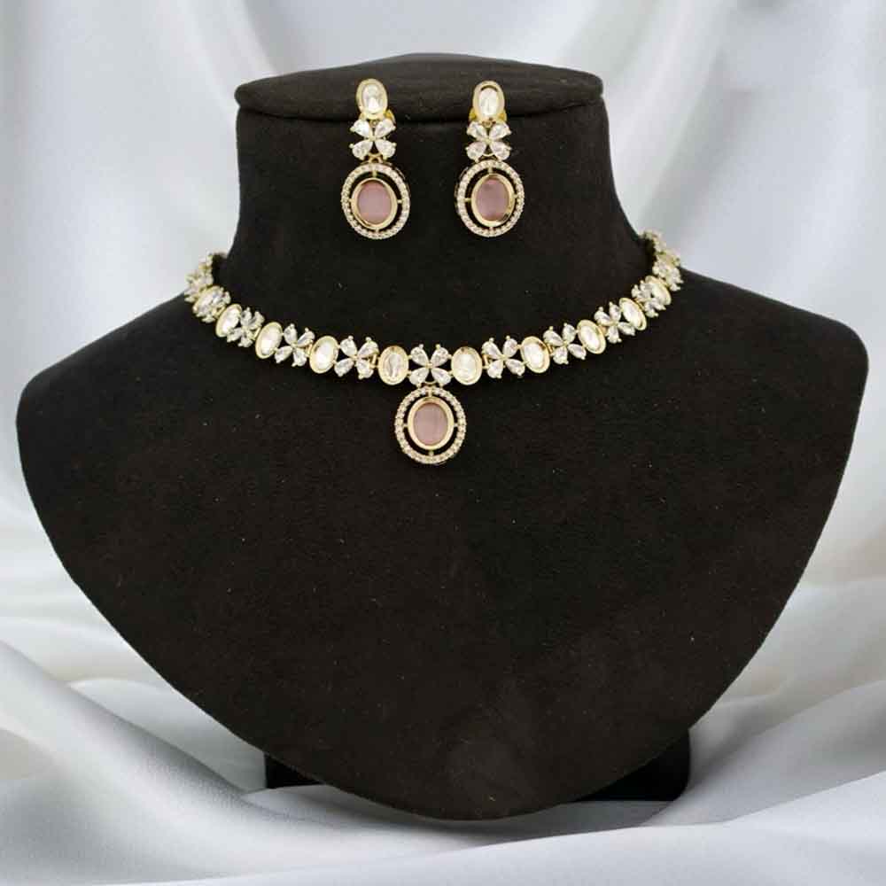 JCM Polki Kundan And American Diamond Necklace Set