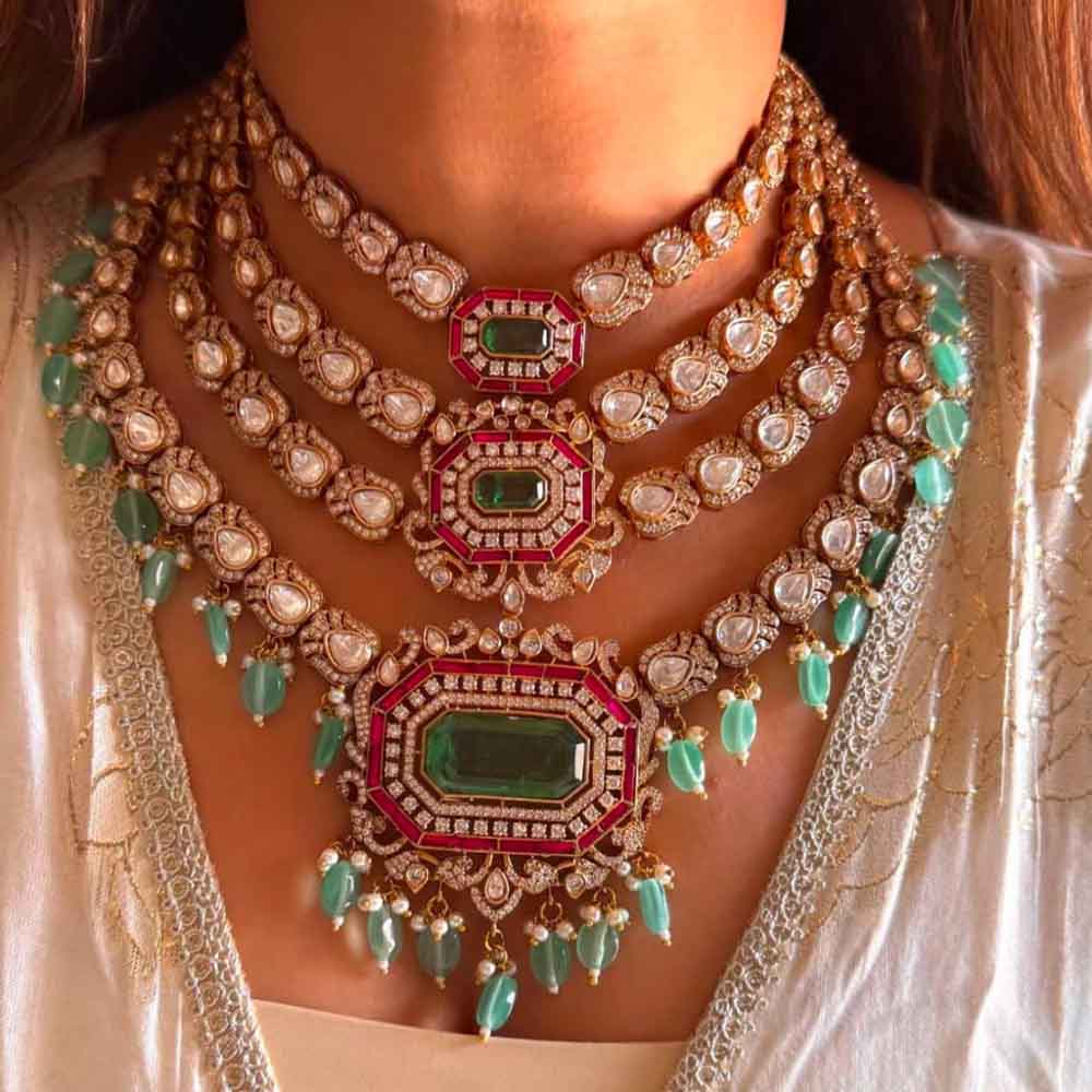 JCM Polki Kundan And Beads Necklace