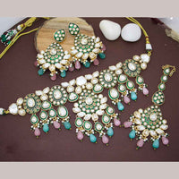 JCM Polki Kundan Stone And Beads Meenakari Choker Necklace Set