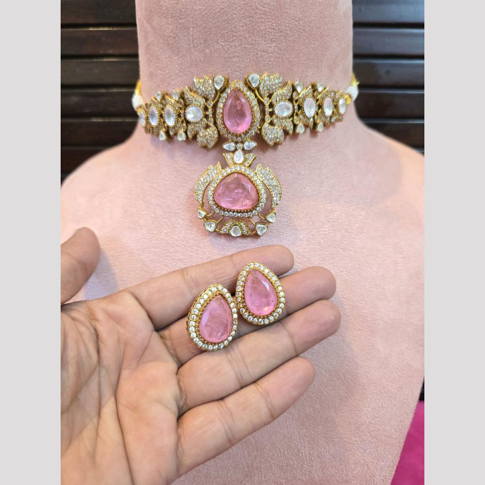 JCM Polki Kundan And Beads Choker Necklace Set
