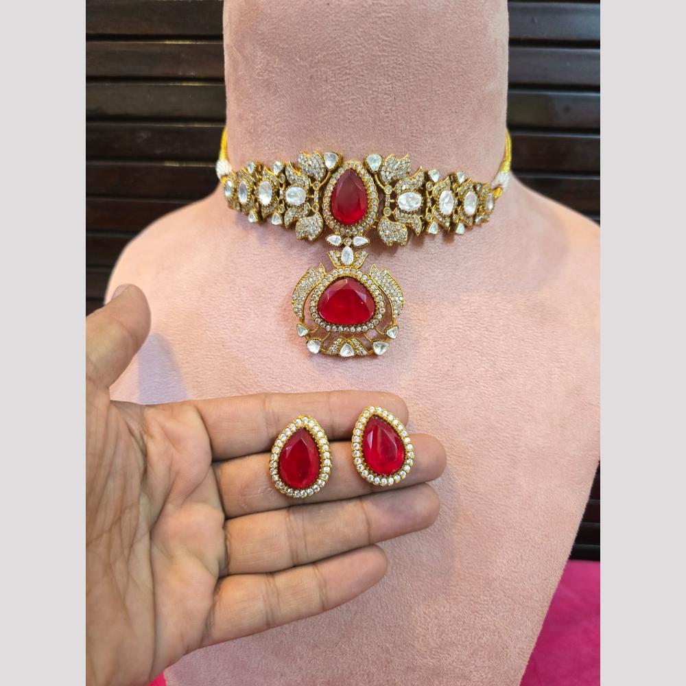 JCM Polki Kundan And Beads Choker Necklace Set