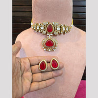 JCM Polki Kundan And Beads Choker Necklace Set