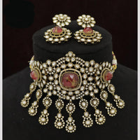 JCM Polki Kundan Choker Necklace Set 