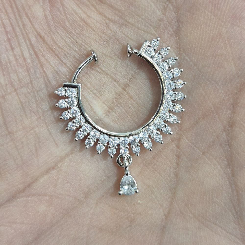 JCM Rhodium Austrian Stone Nose Ring