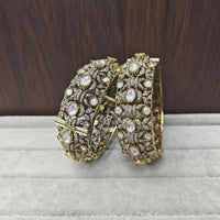 JCM Polki Kundan Stone Openable Bangles Set