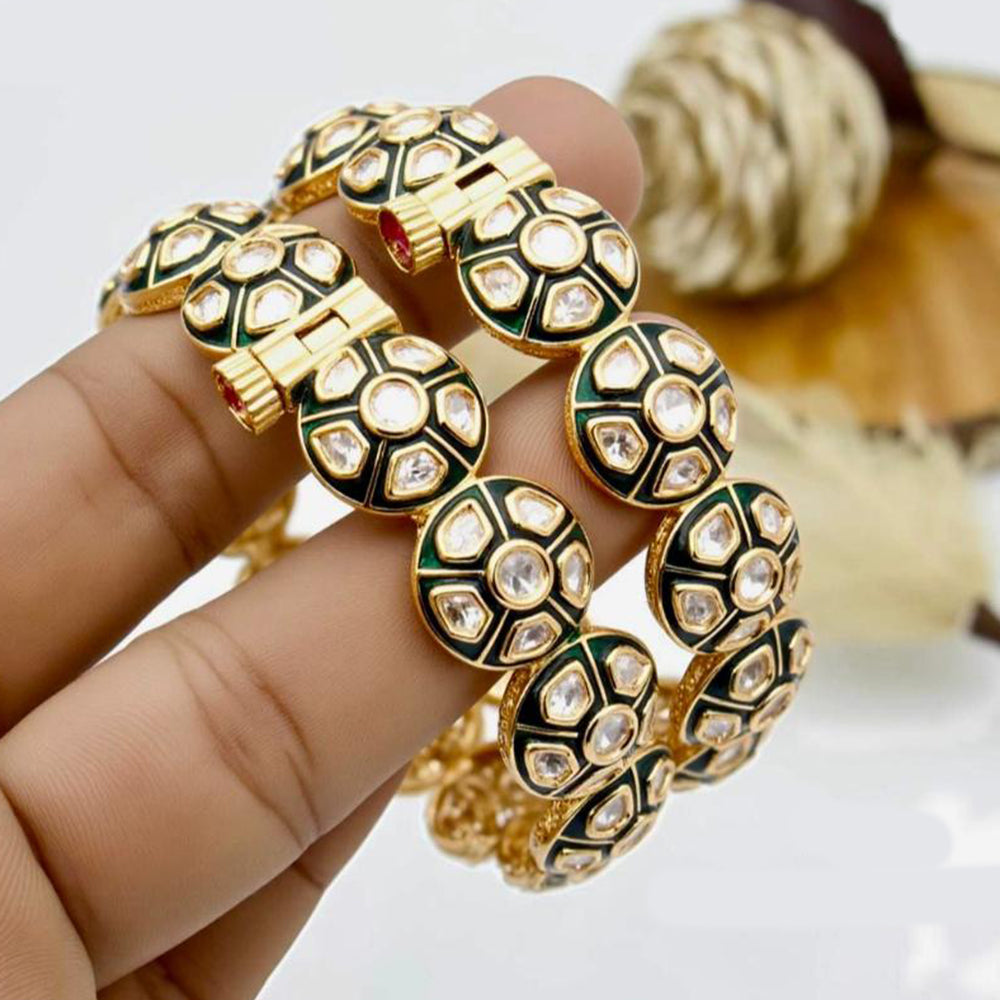 JCM Polki Kundan Stone Openable Bangles Set