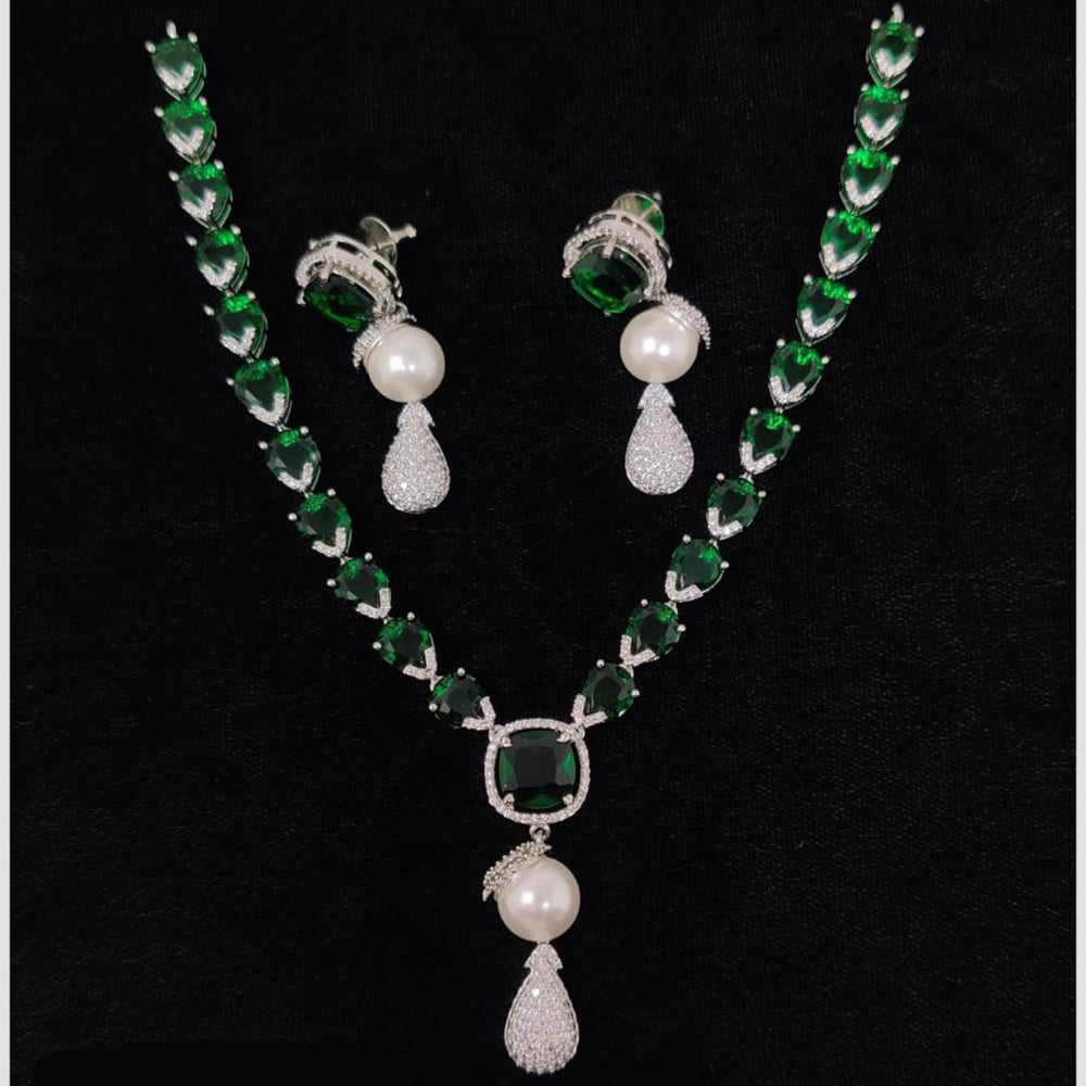 JCM Color-Accent American Diamond Necklace Set – Vibrant & Stylish