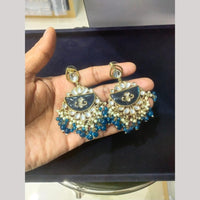 JCM Traditional Gold Royal Plated Kundan Pearl And Beads Dangler Earrings