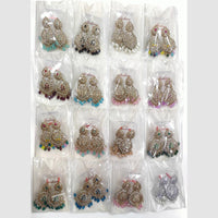 JCM Gold Plated Crystal Stone And Beads Dangler Earrings