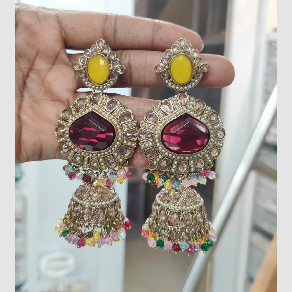 JCM Premium Jhumki Earrings – Sparkling Crystals in Bold Statement Style