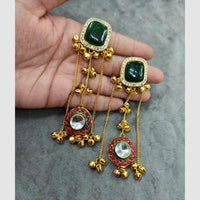 JCM Long Jhumki Earrings with Pota Stones & Crystals – Traditional Ethnic Jewelry