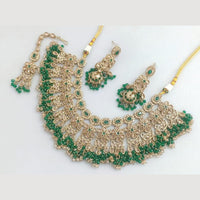 JCM Traditional Austrian Stones & Pearl Beaded Necklace Set with Maang Tikka