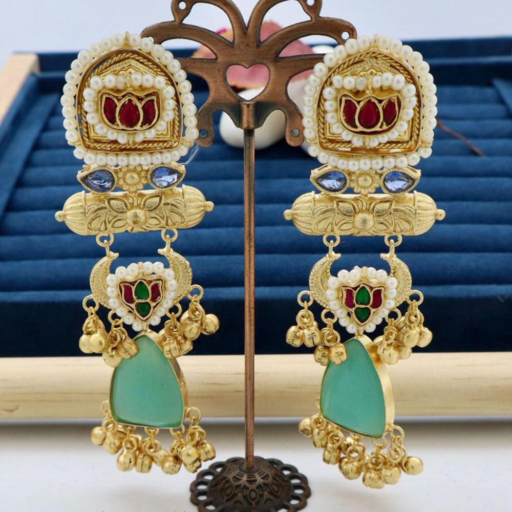 JCM Jewellery Heritage Monalisa Stone Long Dangler Earrings For Traditional & Western Wear