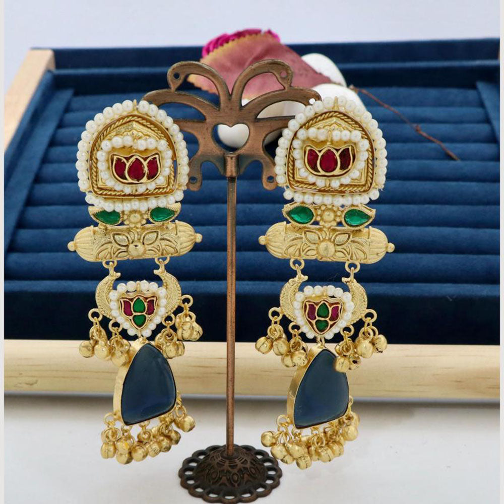 JCM Jewellery Heritage Monalisa Stone Long Dangler Earrings For Traditional & Western Wear