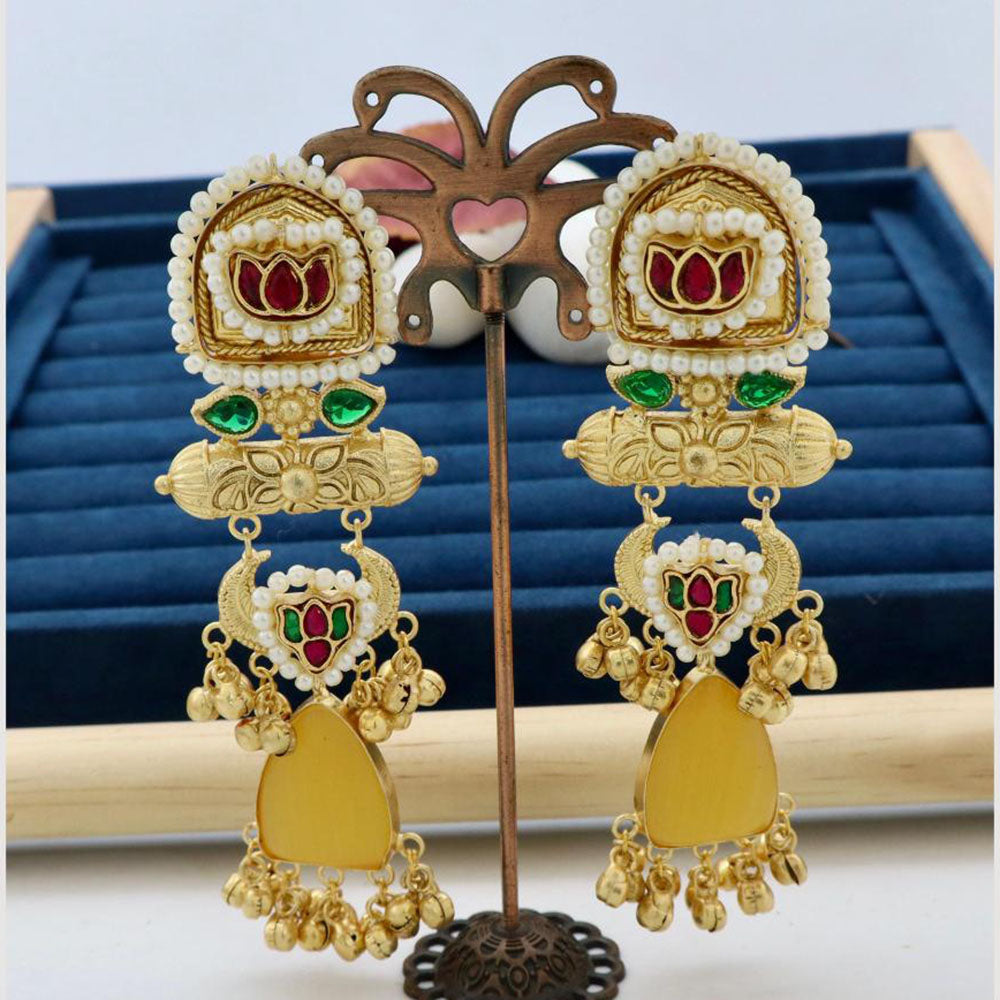 JCM Jewellery Heritage Monalisa Stone Long Dangler Earrings For Traditional & Western Wear
